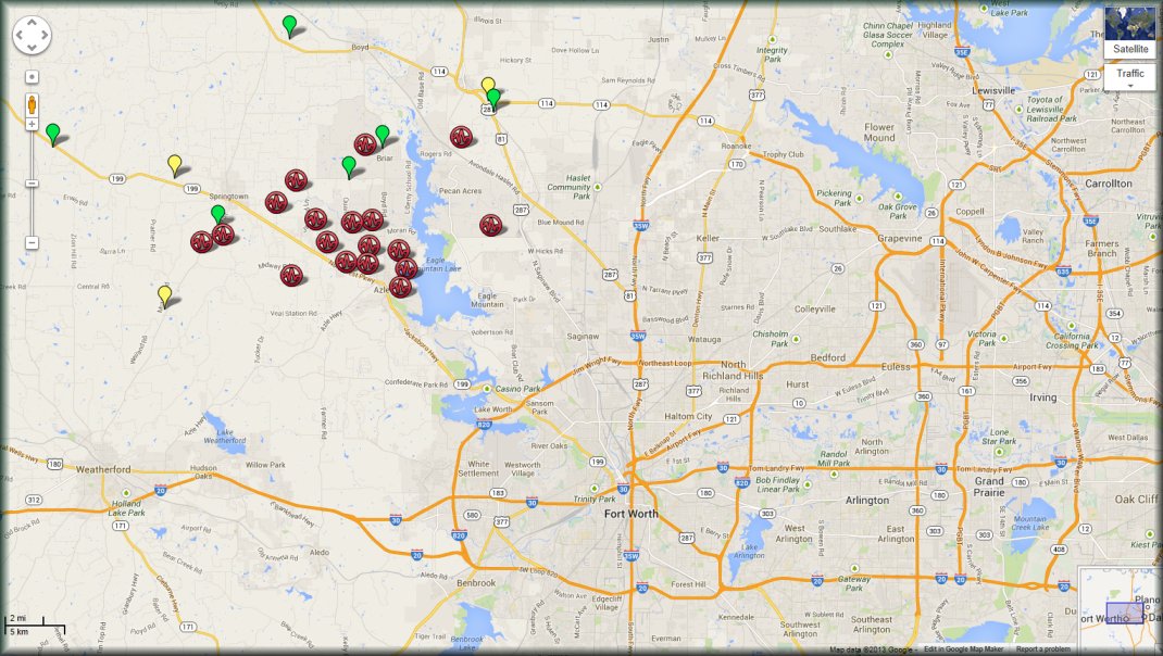 Dallas-Fort Worth Area earthquakes in November, 2013