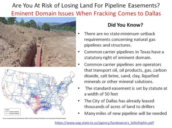 Eminent Domain issues associated with natural gas drilling